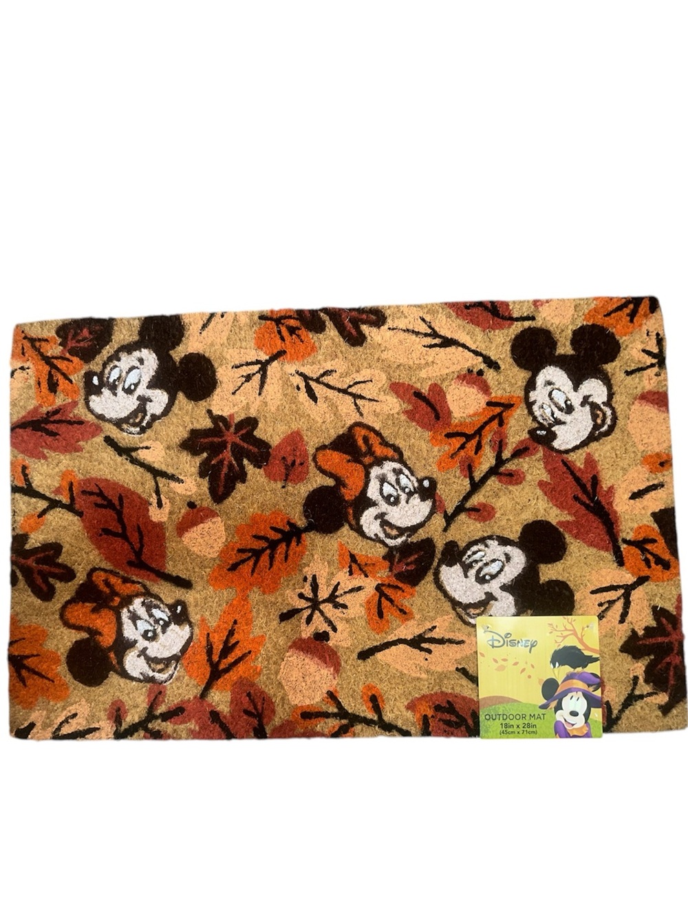 Disney Minnie Mouse Fall Leaf Outdoor Mat in Tan, Orange, Brown